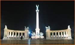 Heroes' Square at the end of the famous Andrassy Boulevard